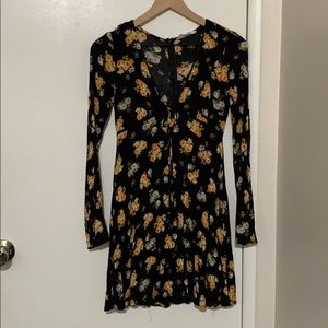 Black and orange floral mini dress